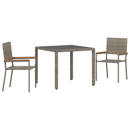 vidaXL Garten Essgruppe 3 pcs Grau Poly-Rattan
