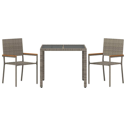 vidaXL Garten Essgruppe 3 pcs Grau Poly-Rattan