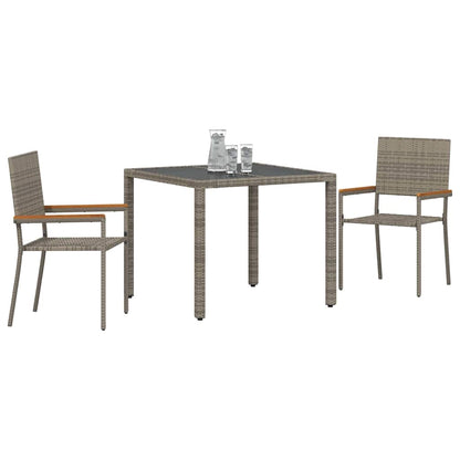 vidaXL Garten Essgruppe 3 pcs Grau Poly-Rattan