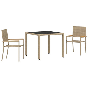 vidaXL Garten Essgruppe 3 pcs Beige Poly-Rattan
