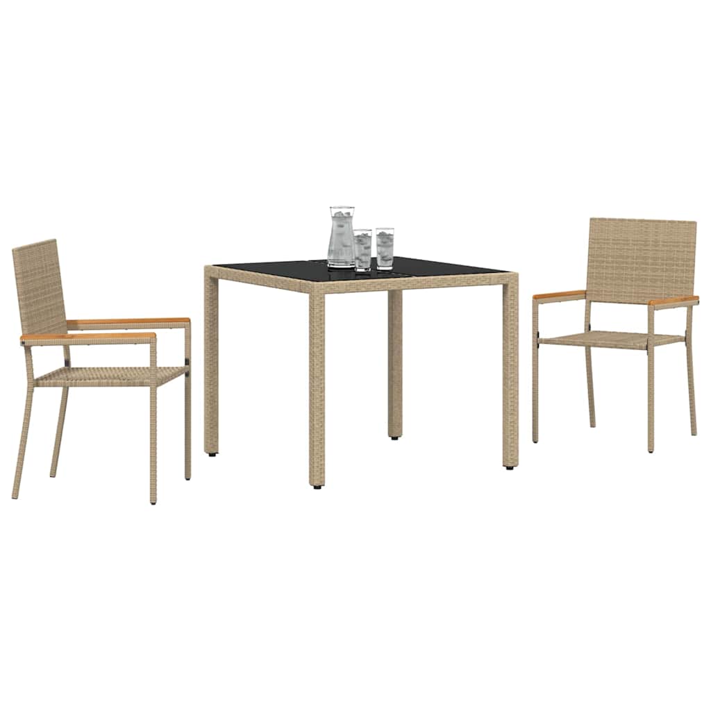 Garten Essgruppe 3 pcs Beige Poly-Rattan