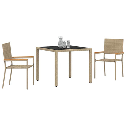 Garten Essgruppe 3 pcs Beige Poly-Rattan