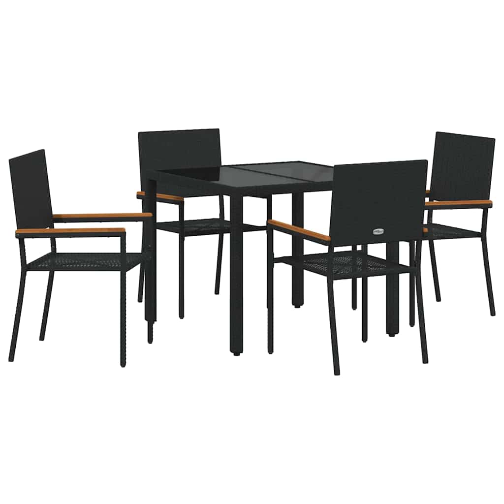 Garten Essgruppe 5 pcs Schwarz Poly-Rattan