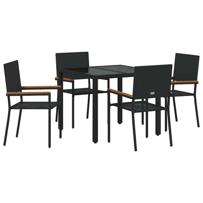 Garten Essgruppe 5 pcs Schwarz Poly-Rattan