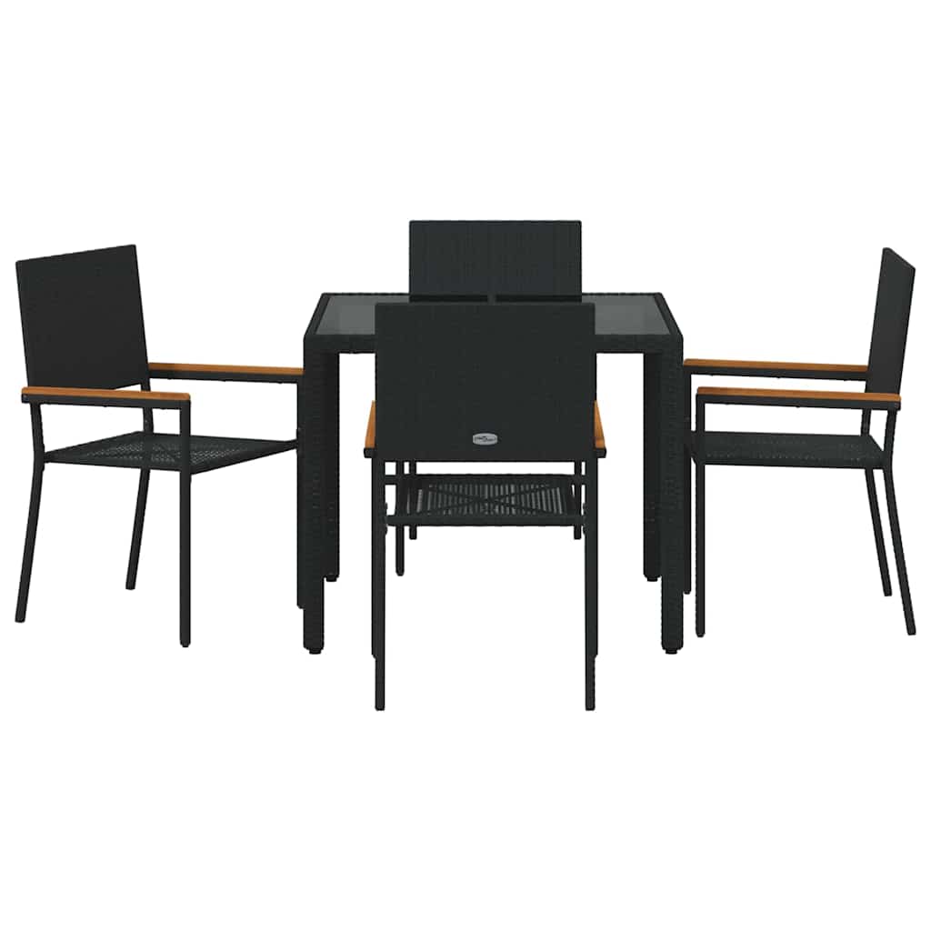 Garten Essgruppe 5 pcs Schwarz Poly-Rattan