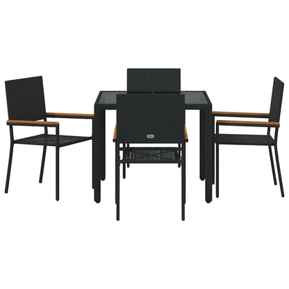 Garten Essgruppe 5 pcs Schwarz Poly-Rattan