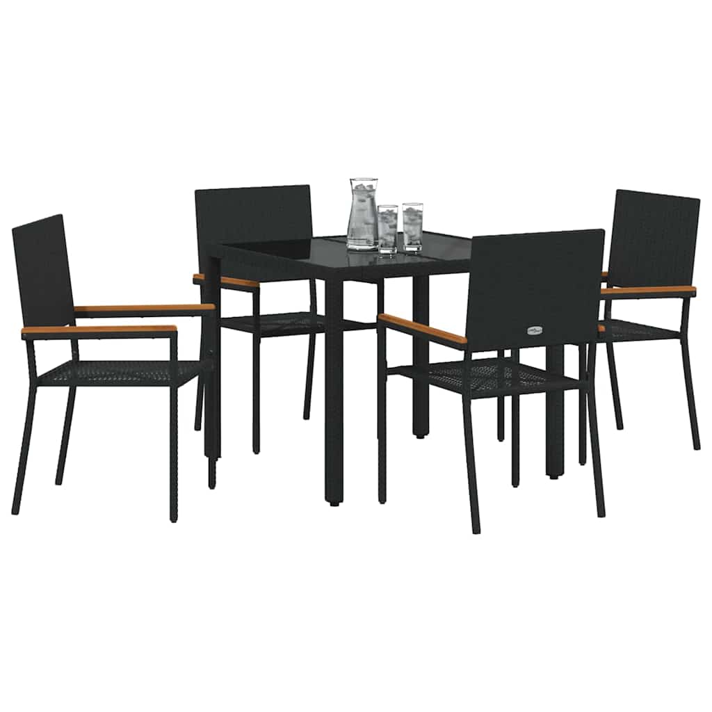Garten Essgruppe 5 pcs Schwarz Poly-Rattan