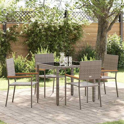 vidaXL Salon de jardin à manger 5 pcs gris résine tressée