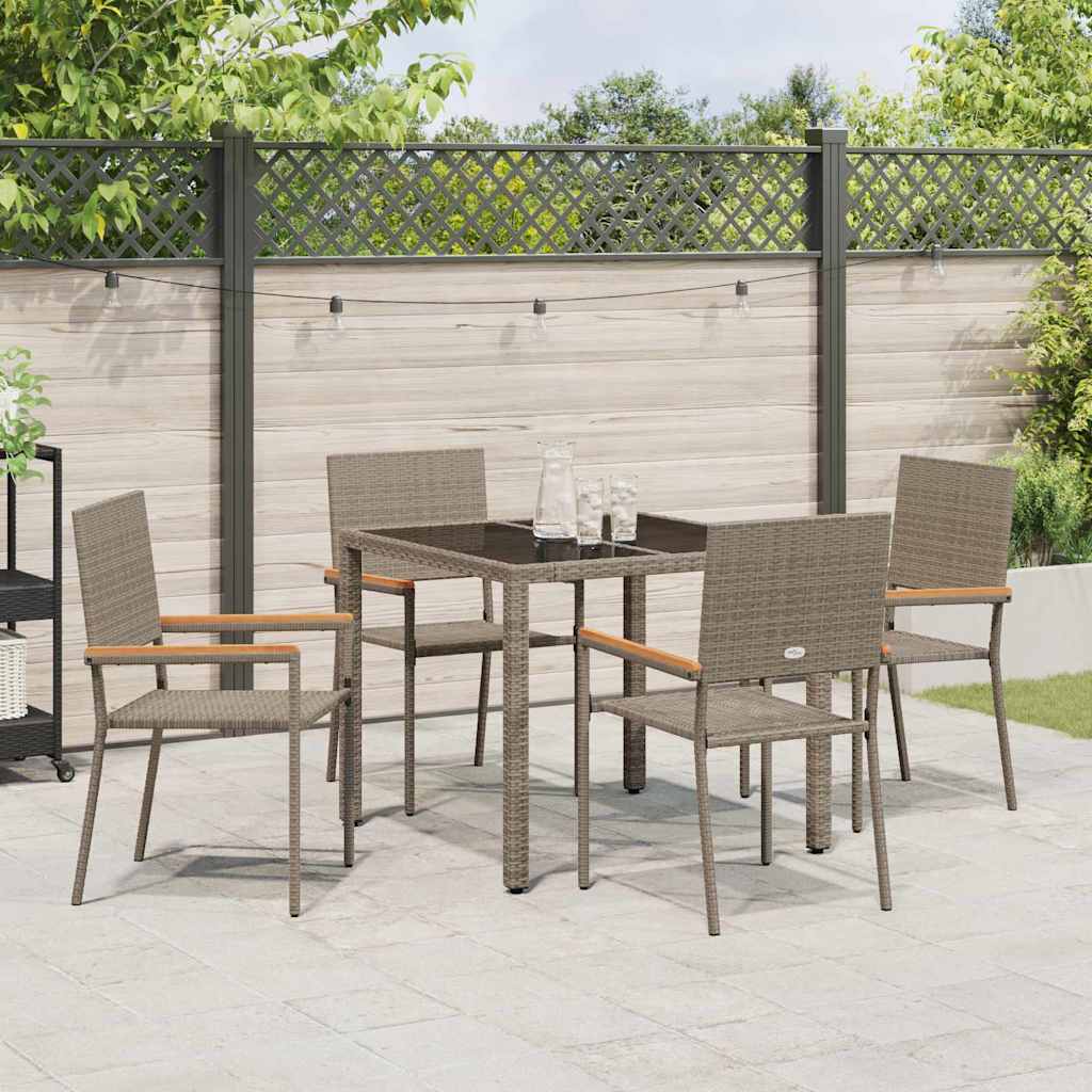 vidaXL Salon de jardin à manger 5 pcs gris résine tressée
