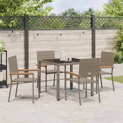 vidaXL Salon de jardin à manger 5 pcs gris résine tressée