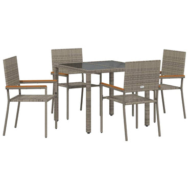 vidaXL Salon de jardin à manger 5 pcs gris résine tressée