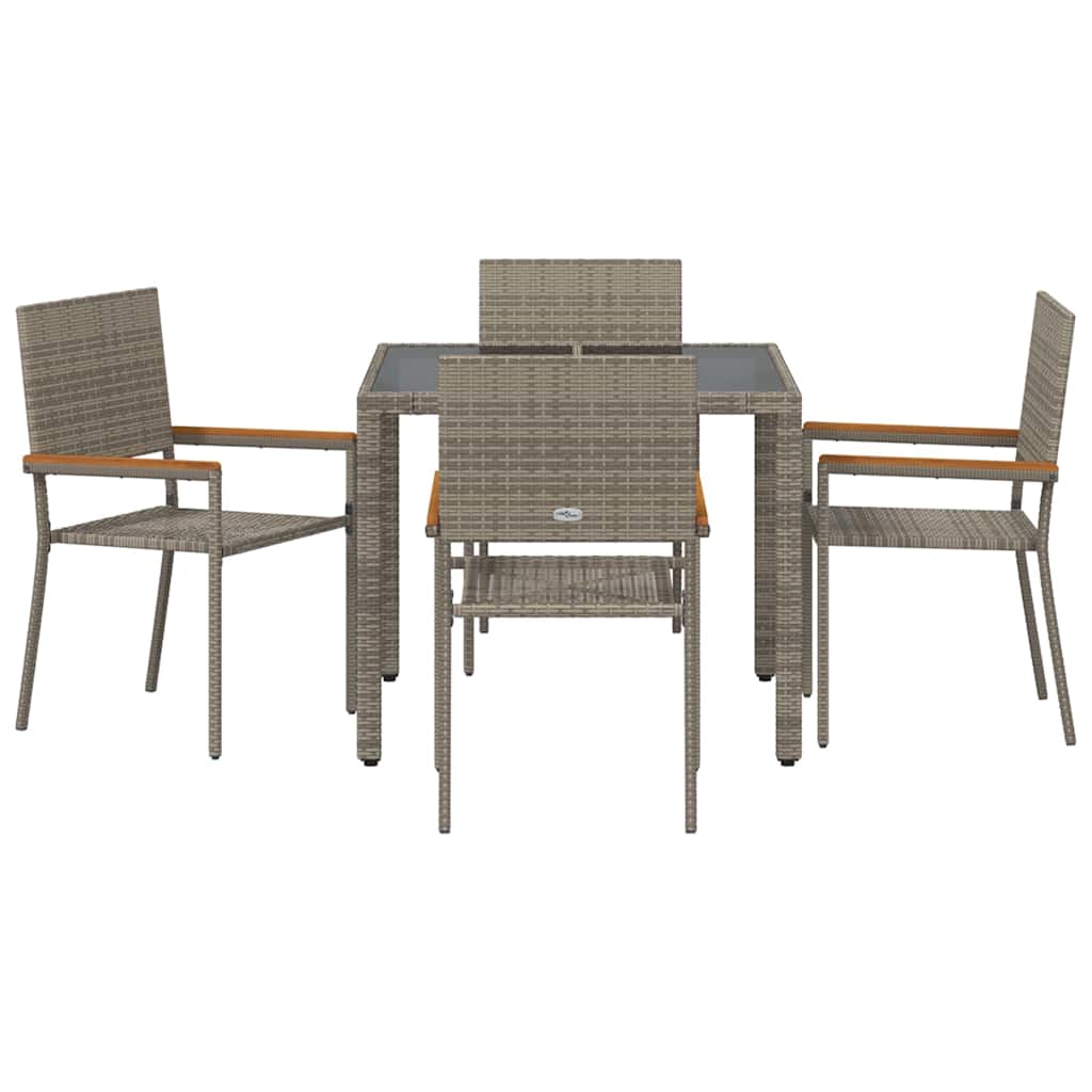 vidaXL Salon de jardin à manger 5 pcs gris résine tressée
