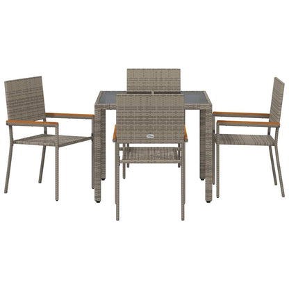 vidaXL Salon de jardin à manger 5 pcs gris résine tressée