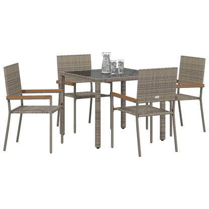 vidaXL Salon de jardin à manger 5 pcs gris résine tressée