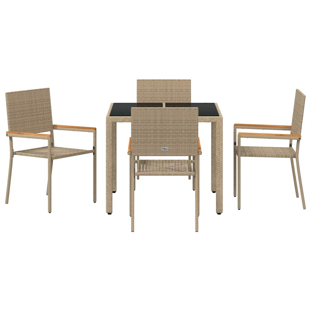 vidaXL Garten Essgruppe 5 pcs Beige Poly-Rattan