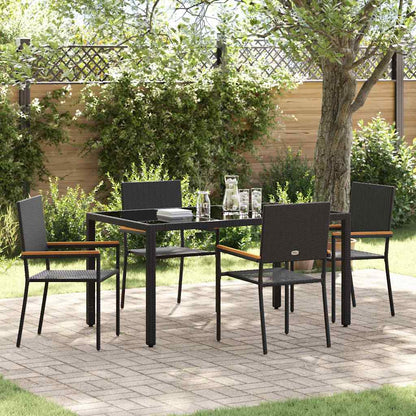 vidaXL Ensemble repas de jardin 5 pcs résine tressée noir