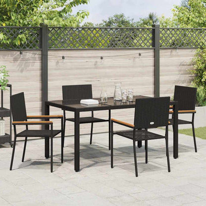 vidaXL Ensemble repas de jardin 5 pcs résine tressée noir