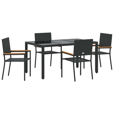 vidaXL Ensemble repas de jardin 5 pcs résine tressée noir