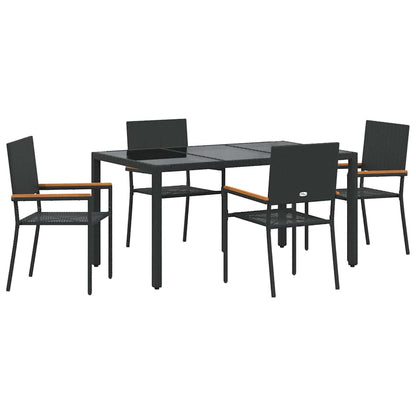 vidaXL Ensemble repas de jardin 5 pcs résine tressée noir