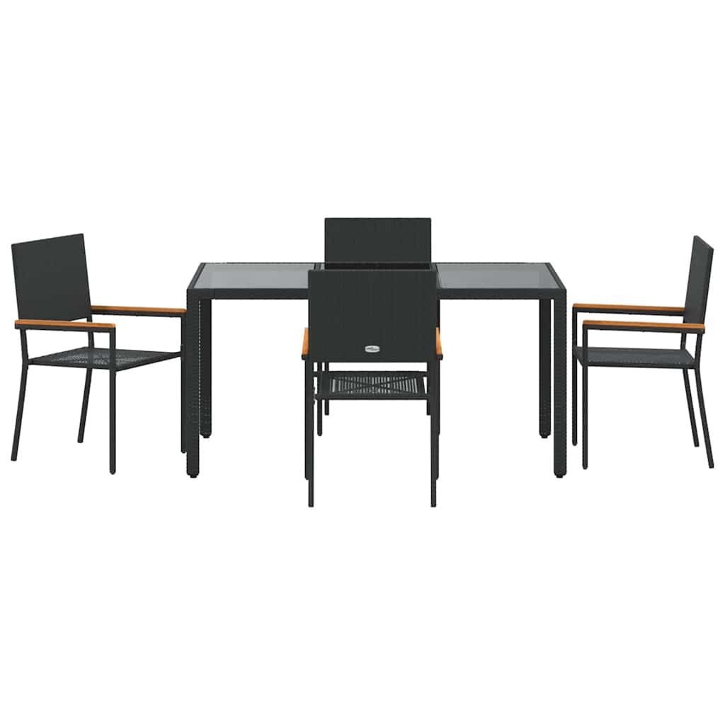vidaXL Ensemble repas de jardin 5 pcs résine tressée noir