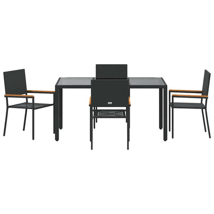 vidaXL Ensemble repas de jardin 5 pcs résine tressée noir