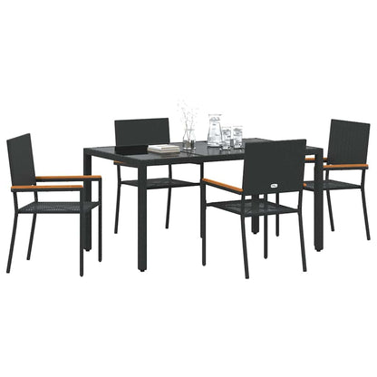 vidaXL Ensemble repas de jardin 5 pcs résine tressée noir