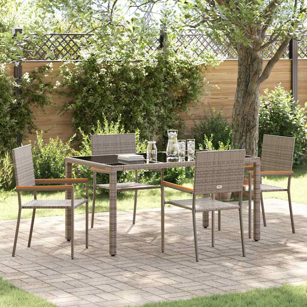 vidaXL Salon de jardin à manger 5 pcs gris résine tressée