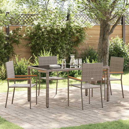 vidaXL Salon de jardin à manger 5 pcs gris résine tressée