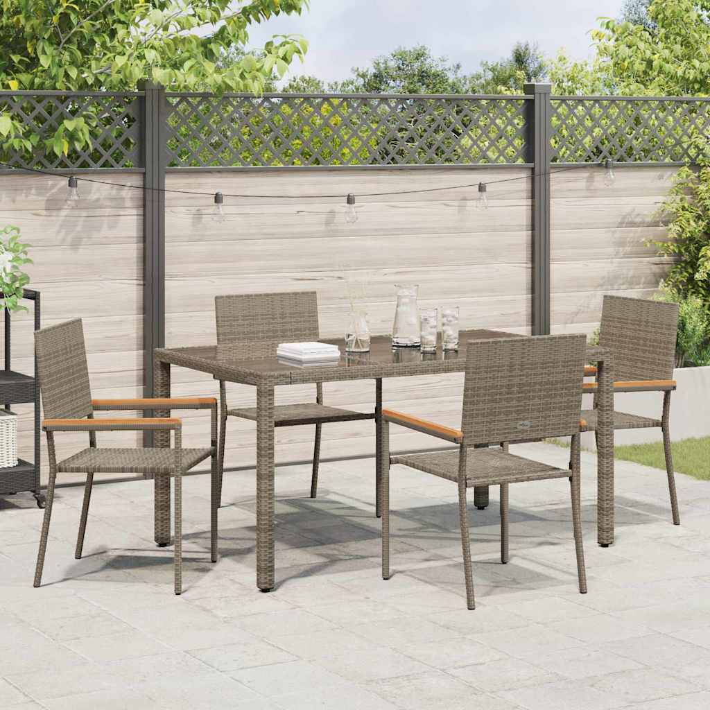 vidaXL Salon de jardin à manger 5 pcs gris résine tressée