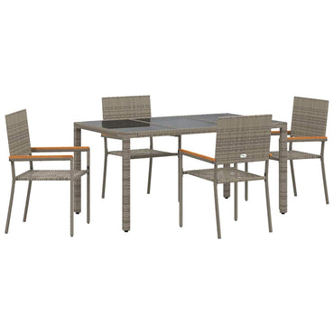 vidaXL Salon de jardin à manger 5 pcs gris résine tressée