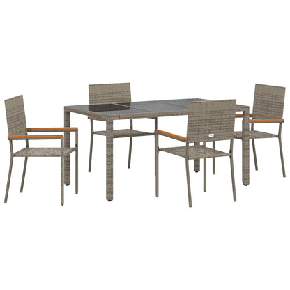 vidaXL Salon de jardin à manger 5 pcs gris résine tressée