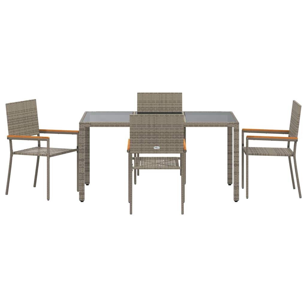 vidaXL Salon de jardin à manger 5 pcs gris résine tressée