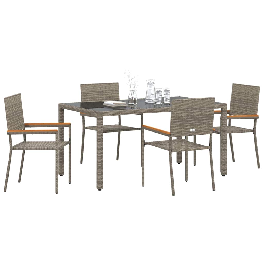 vidaXL Salon de jardin à manger 5 pcs gris résine tressée