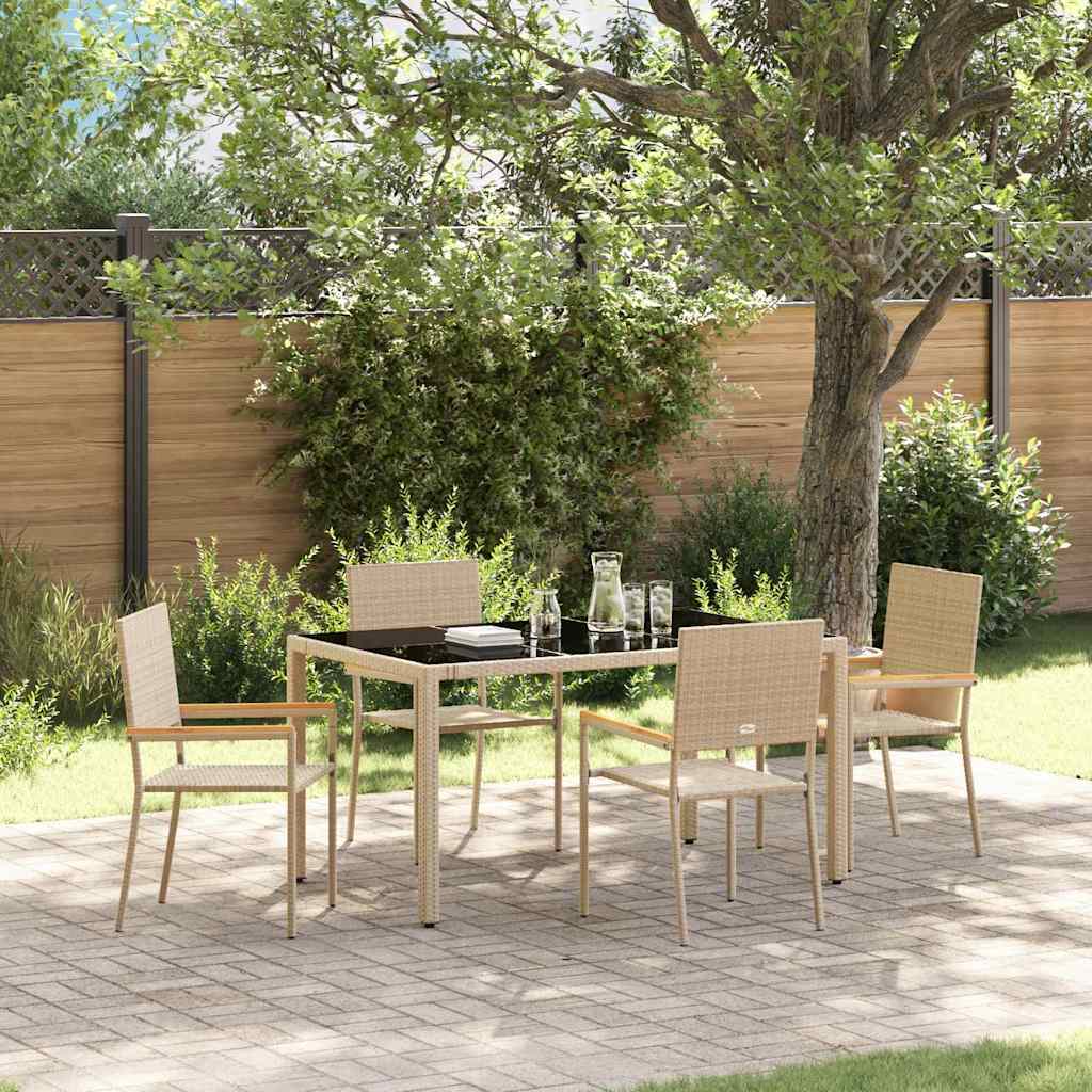 vidaXL Garten Essgruppe 5 pcs Beige Poly-Rattan
