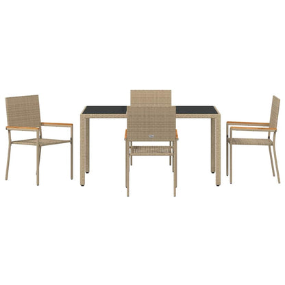 vidaXL Garten Essgruppe 5 pcs Beige Poly-Rattan