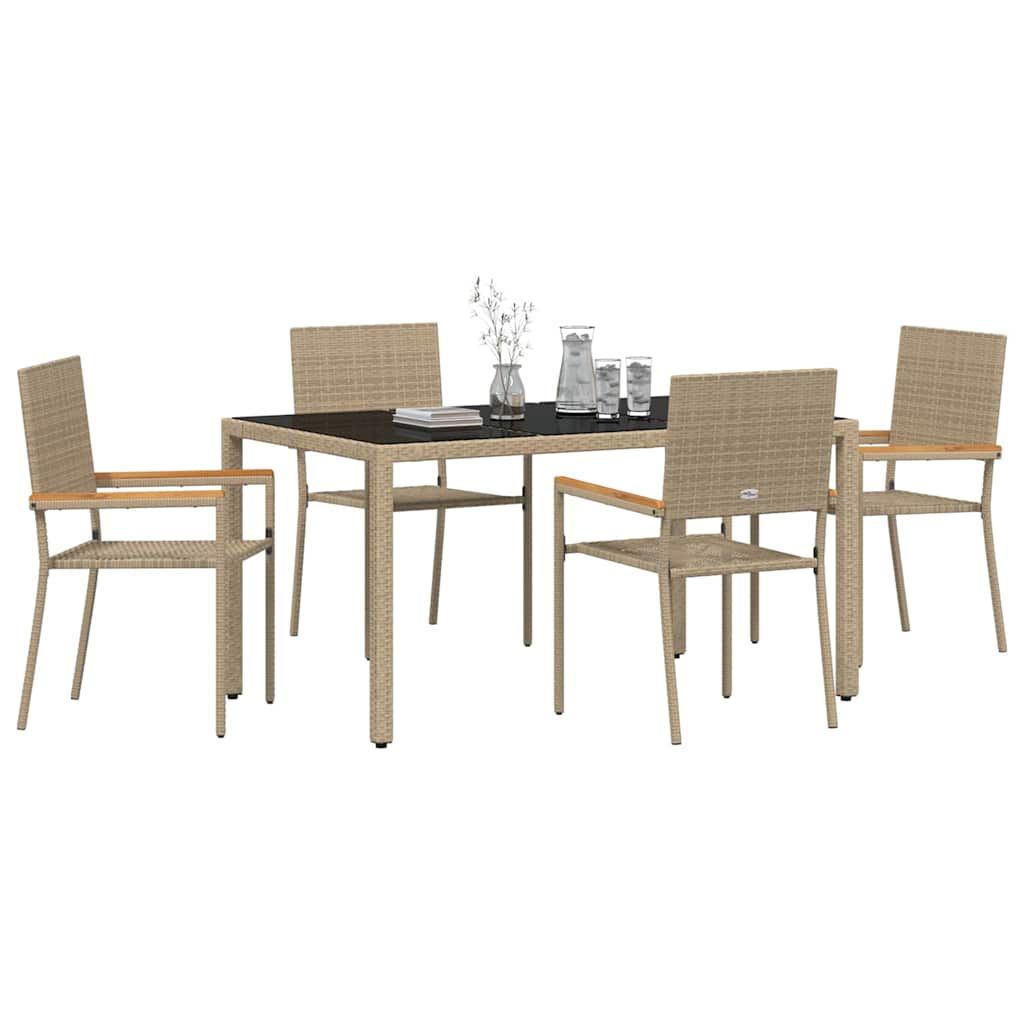 vidaXL Garten Essgruppe 5 pcs Beige Poly-Rattan