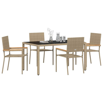 vidaXL Garten Essgruppe 5 pcs Beige Poly-Rattan