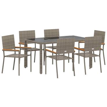 vidaXL Garten Essgruppe 7 pcs Grau Poly-Rattan