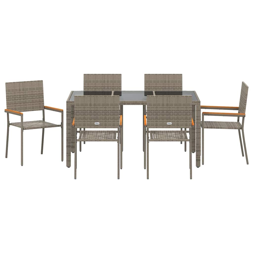 vidaXL Garten Essgruppe 7 pcs Grau Poly-Rattan