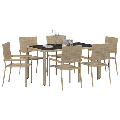 vidaXL Garten Essgruppe 7 pcs Beige Poly-Rattan