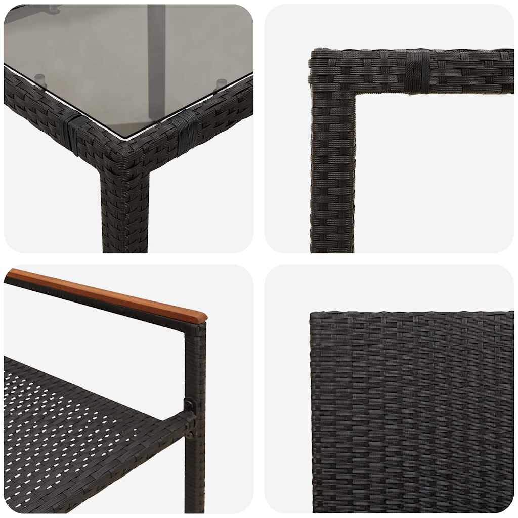 vidaXL Garten Essgruppe 7 pcs Schwarz Poly-Rattan
