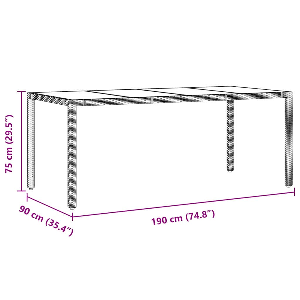 vidaXL Garten Essgruppe 7 pcs Schwarz Poly-Rattan