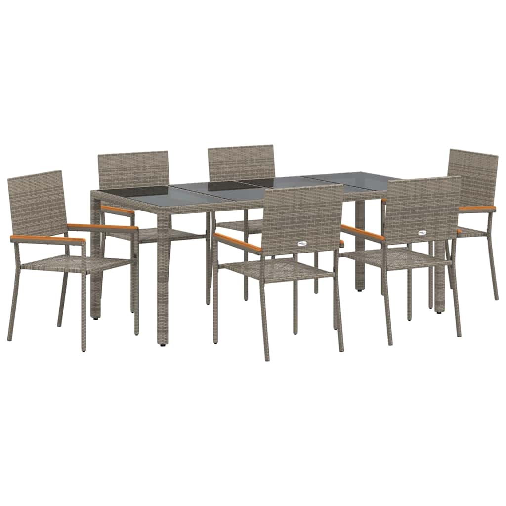 vidaXL Garten Essgruppe 7 pcs Grau Poly-Rattan