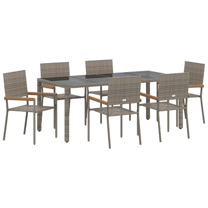 vidaXL Garten Essgruppe 7 pcs Grau Poly-Rattan