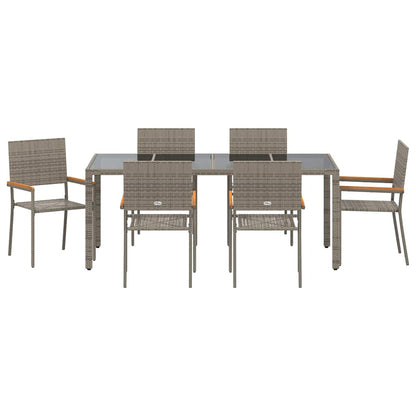 vidaXL Garten Essgruppe 7 pcs Grau Poly-Rattan