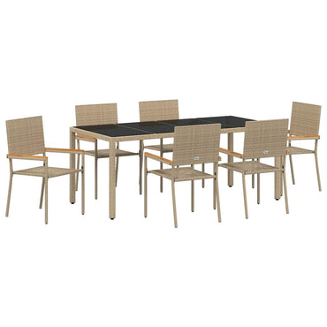 vidaXL Garten Essgruppe 7 pcs Beige Poly-Rattan