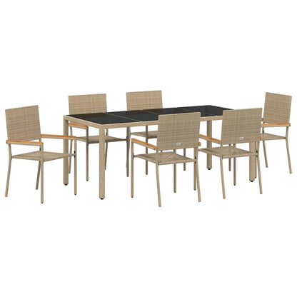 vidaXL Garten Essgruppe 7 pcs Beige Poly-Rattan