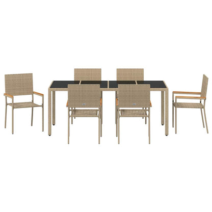 vidaXL Garten Essgruppe 7 pcs Beige Poly-Rattan