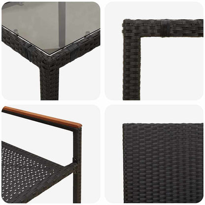 vidaXL Garten Essgruppe 9 pcs Schwarz Poly-Rattan