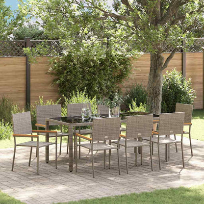 vidaXL Garten Essgruppe 9 pcs Grau Poly-Rattan